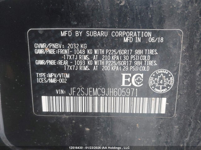JF2SJEMC9JH605971 Subaru Forester 2.5i Touring