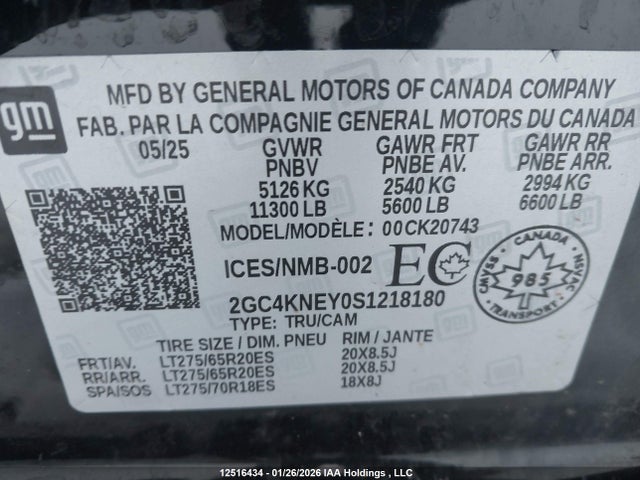 2GC4KNEY0S1218180 Chevrolet Silverado 2500hd Lt
