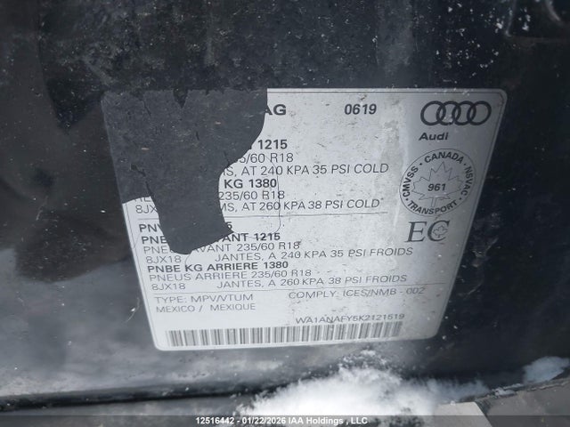 WA1ANAFY5K2121519 Audi Q5 PREMIUM