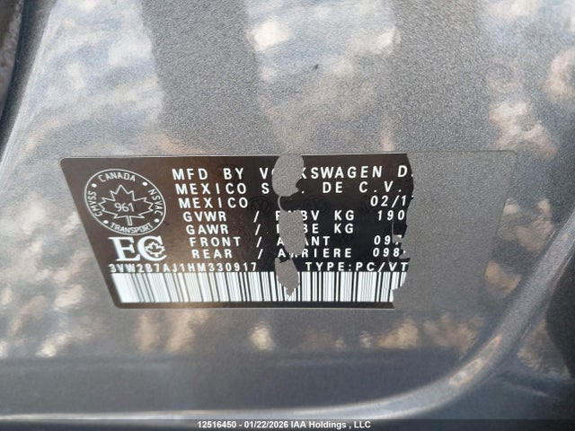 3VW2B7AJ1HM330917 Volkswagen JETTA S
