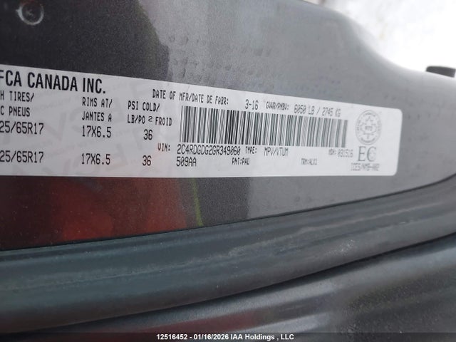 Aukcja sprzedaży 2016 Dodge Grand Caravan Crew, vin: 2C4RDGDG2GR349060, numer aukcji: 12516452