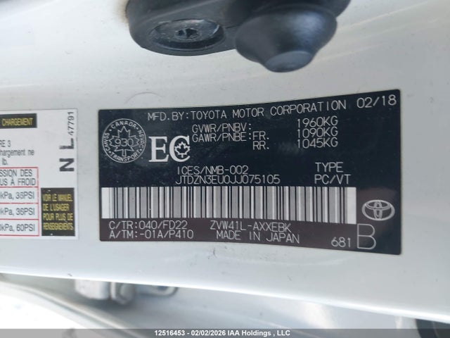JTDZN3EU0JJ075105 Toyota Prius