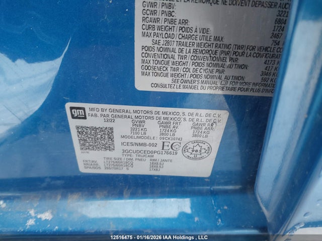 3GCUDCED0PG176619 Chevrolet Silverado K1500 Trail Boss Custom