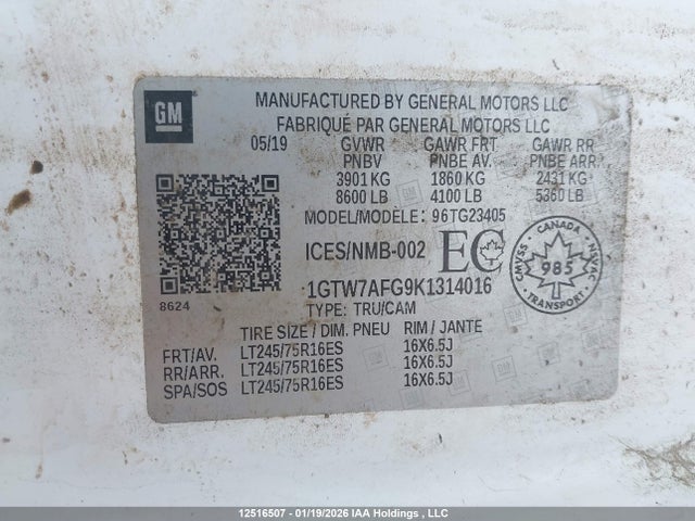 1GTW7AFG9K1314016 GMC Savana 2500 Work Van