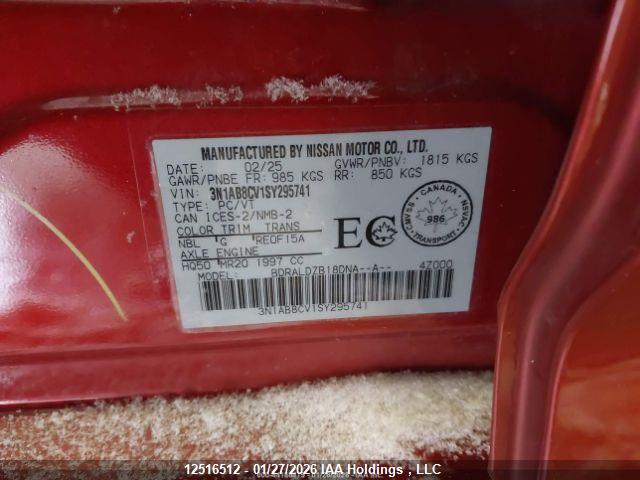 3N1AB8CV1SY295741 Nissan SENTRA SV
