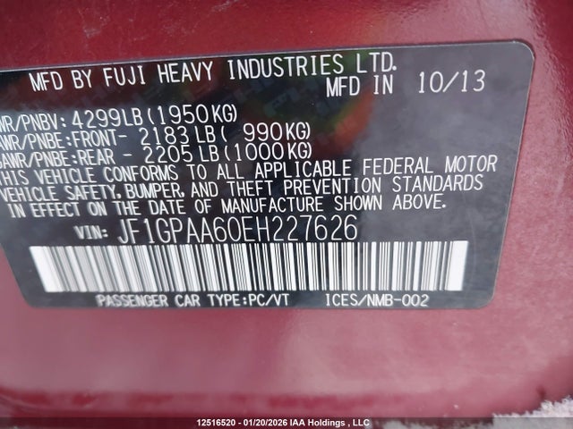 JF1GPAA60EH227626 Subaru Impreza