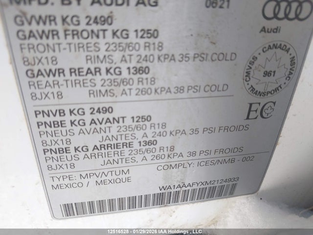 WA1AAAFYXM2124933 Audi Q5 45 Komfort