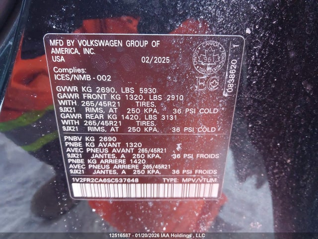 Volkswagen Atlas 2025 1V2FR2CA6SC537648 Image 9