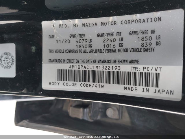 JM1BPACL1M1322193 Mazda Mazda3 Gs