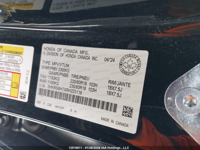 2HKRS6H7XRH223118 Honda Cr-v Ex-l Hybrid