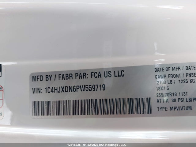 1C4HJXDN6PW559719 Jeep Wrangler Sport
