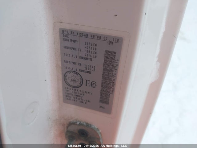 Aukcja sprzedaży 2015 Nissan Nv200 2.5s/2.5sv, vin: 3N6CM0KN7FK730271, numer aukcji: 12516649