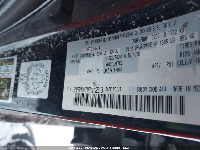3MZBM1V71FM142613 Mazda 3 TOURING