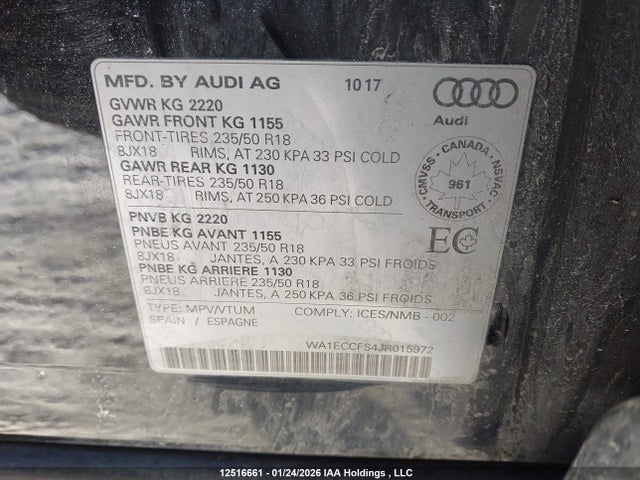 WA1ECCFS4JR015972 Audi Q3