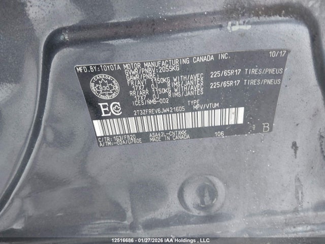 2T3ZFREV6JW421605 Toyota RAV4 LE
