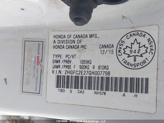 Honda Civic Dx 2016 2HGFC2E27GH007798 Image 9