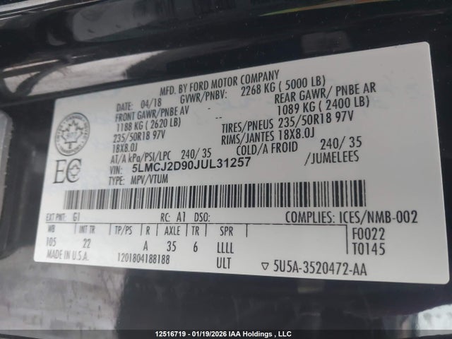 5LMCJ2D90JUL31257 Lincoln MKC SELECT