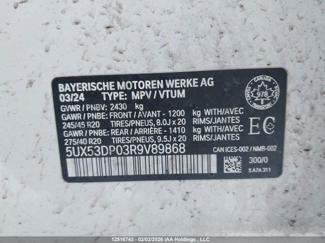 5UX53DP03R9V89868 BMW X3 Xdrive30i