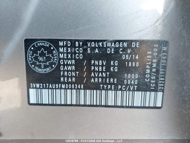 3VW217AU9FM006348 Volkswagen Golf 1.8 Tsi Comfortline/1.8 Tsi Highline/1.8 Tsi Trendline