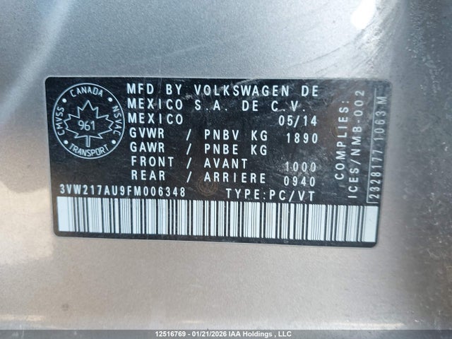 3VW217AU9FM006348 Volkswagen Golf 1.8 Tsi Comfortline/1.8 Tsi Highline/1.8 Tsi Trendline