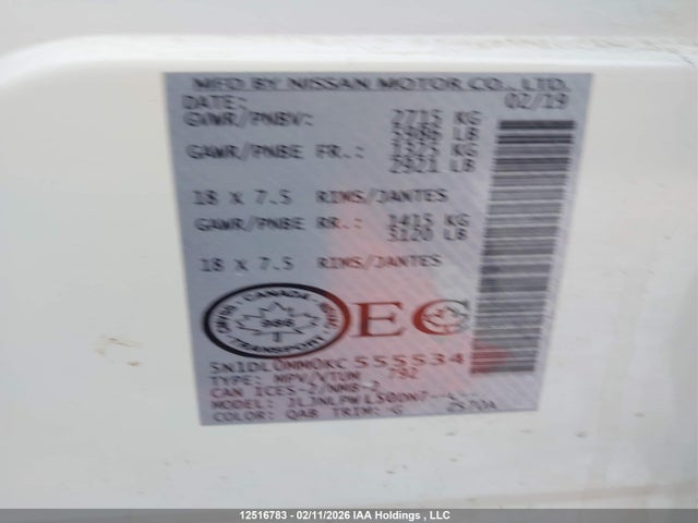 5N1DL0MM0KC555534 Infiniti QX60