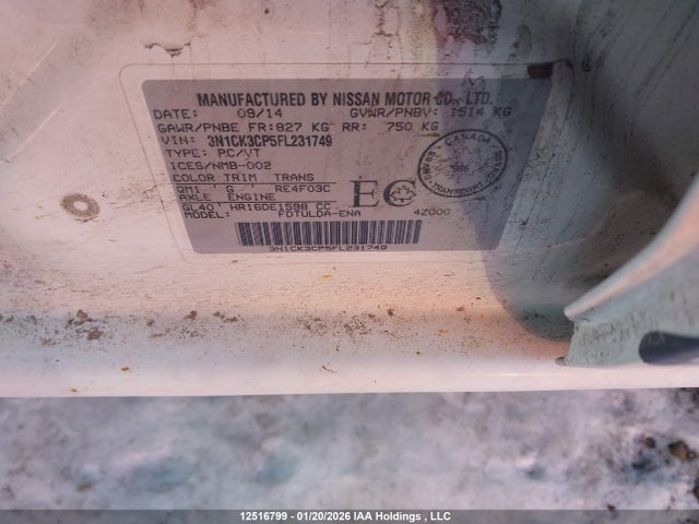 3N1CK3CP5FL231749 Nissan Micra