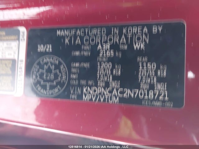Aukcja sprzedaży 2022 Kia Sportage Ex Premium S/ex S, vin: KNDPNCAC2N7018721, numer aukcji: 12516814