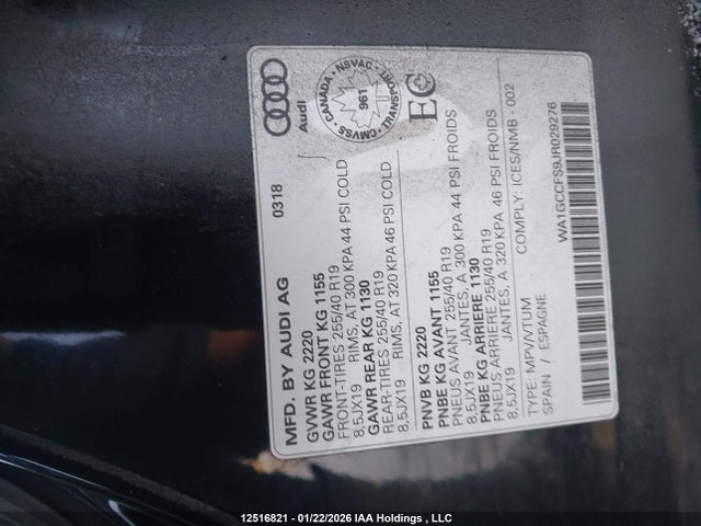 WA1GCCFS9JR029276 Audi Q3 2.0t Technik