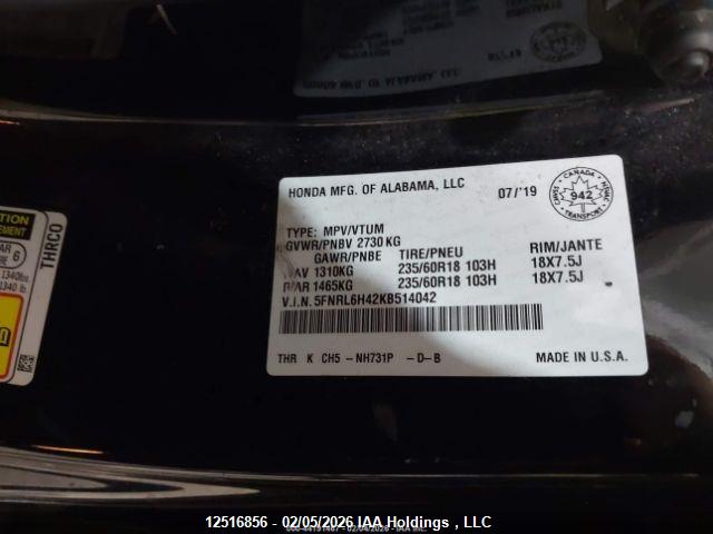 5FNRL6H42KB514042 Honda ODYSSEY EX