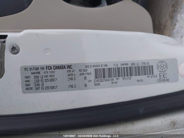 Dodge Grand Caravan Se/sxt 2016 2C4RDGBG7GR401494 Image 9