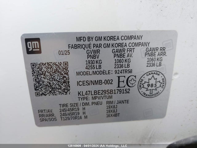 Aukcja sprzedaży 2025 Buick Envista Sport Touring Fwd, vin: KL47LBE29SB179152, numer aukcji: 12516909