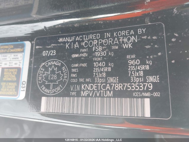 KNDETCA78R7535379 KIA Seltos Sx Turbo W/black Interior/sx Turbo W/burgundy Interior/x-line
