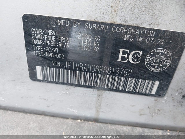 JF1VBAH68R8813752 Subaru Wrx Sport