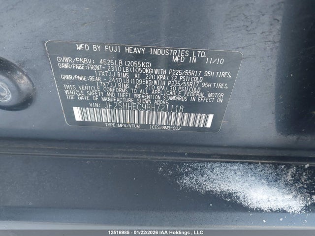 12516985 :رقم المزاد ، JF2SHHEC9BH721118 vin ، 2011 Subaru Forester Limited مزاد بيع
