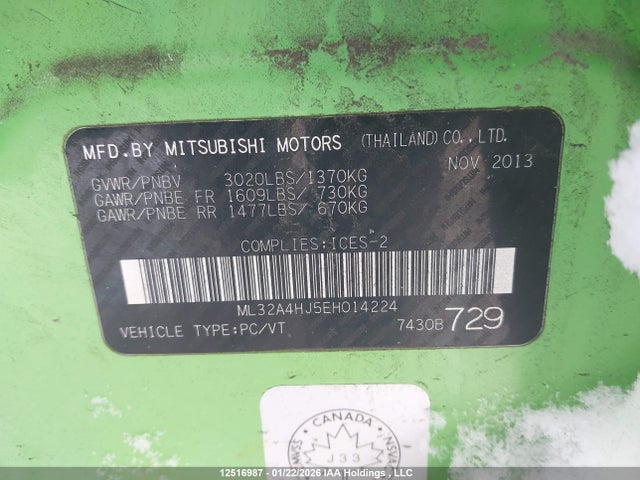 Mitsubishi MIRAGE ES 2014 ML32A4HJ5EH014224 Image 9