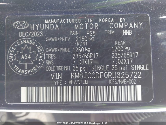 KM8JCCDE0RU325722 Hyundai Tucson Trend Awd
