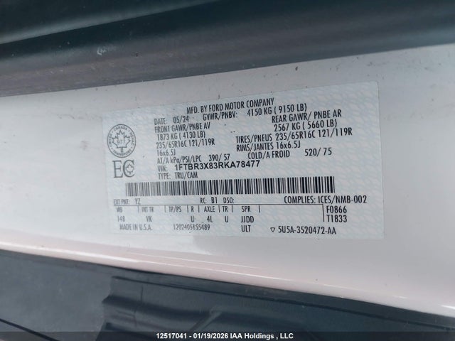 1FTBR3X83RKA78477 Ford Transit T-250