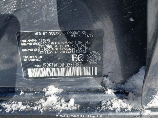 JF2GTACC4L9231387 Subaru Crosstrek Touring
