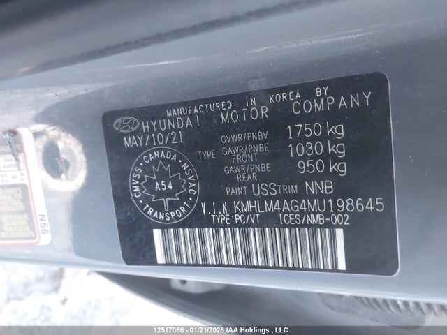 KMHLM4AG4MU198645 Hyundai ELANTRA SEL