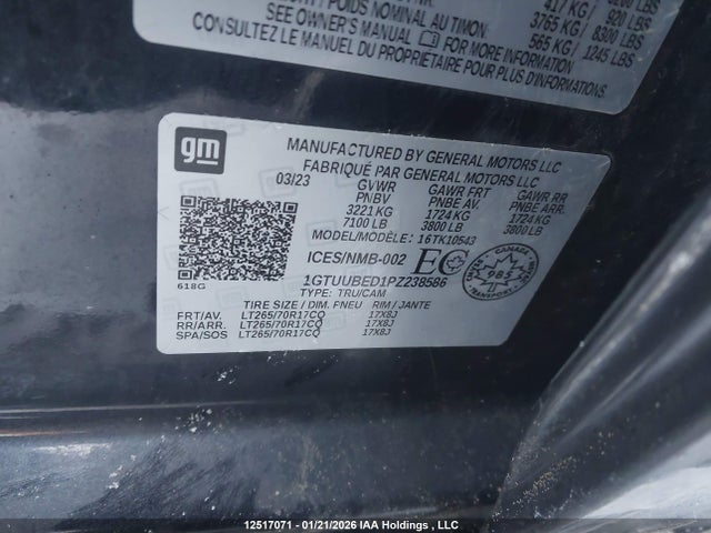 1GTUUBED1PZ238586 GMC Sierra K1500 Sle
