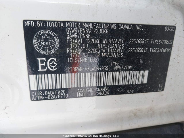 2T3RWRFVXLW084969 Toyota Rav4 Hybrid Xle