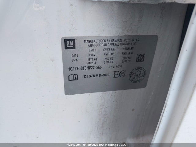 1G1ZE5ST3HF276266 Chevrolet MALIBU 1LT