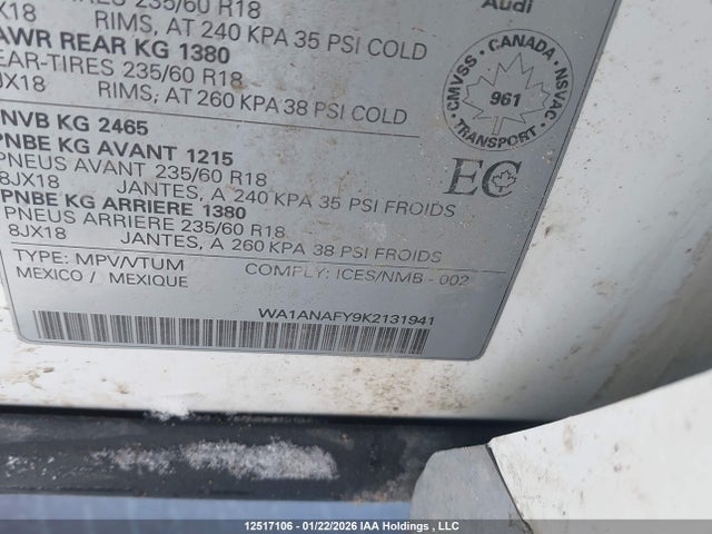 WA1ANAFY9K2131941 Audi Q5