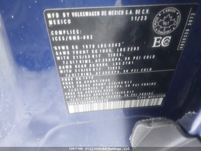 3VVEX7B26RM040278 Volkswagen TAOS SE