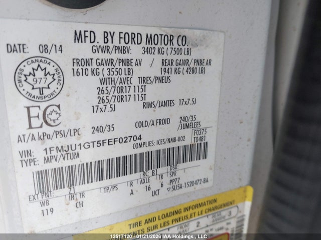 1FMJU1GT5FEF02704 Ford Expedition Xl
