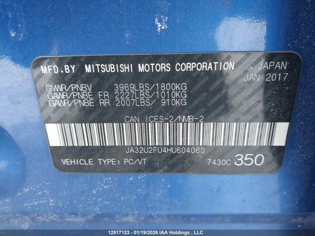 JA32U2FU4HU604060 Mitsubishi LANCER ES