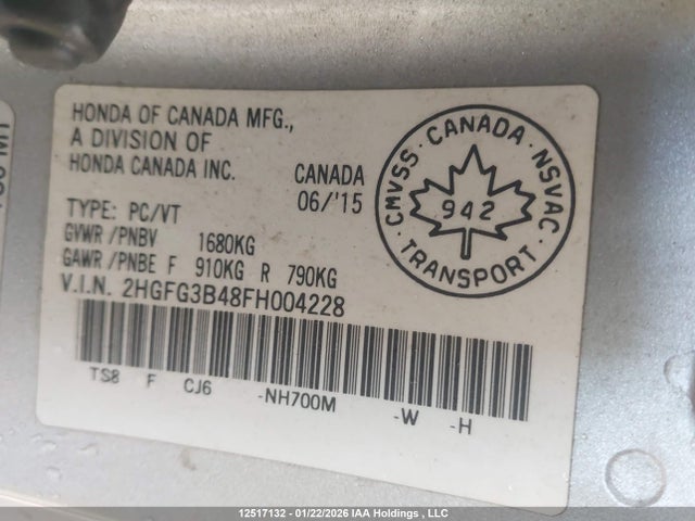 2HGFG3B48FH004228 Honda Civic Lx