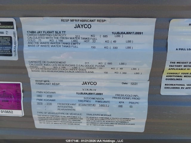 1UJBJ0AJ6N17J0891 Jayco Jayco