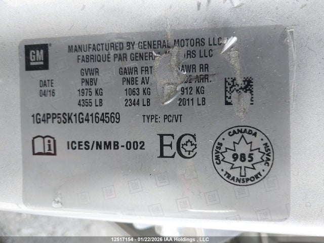 1G4PP5SK1G4164569 Buick Verano