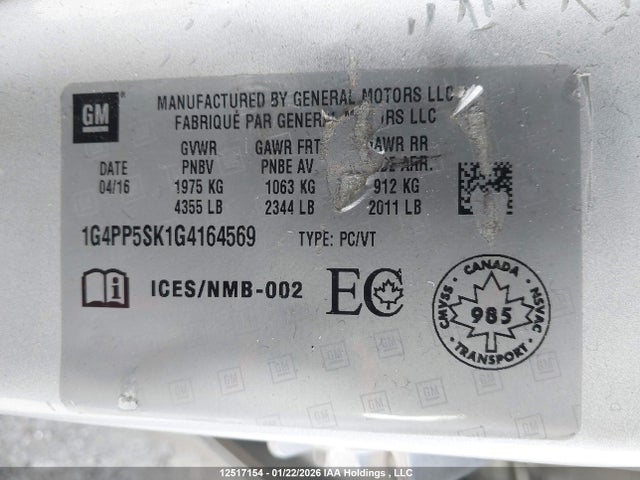 1G4PP5SK1G4164569 Buick Verano
